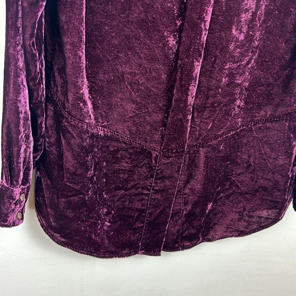 Democracy Velvet Button Down, Box Pleat and Split Back Shirt, Deep Plum Sz XS - Picture 9 of 12